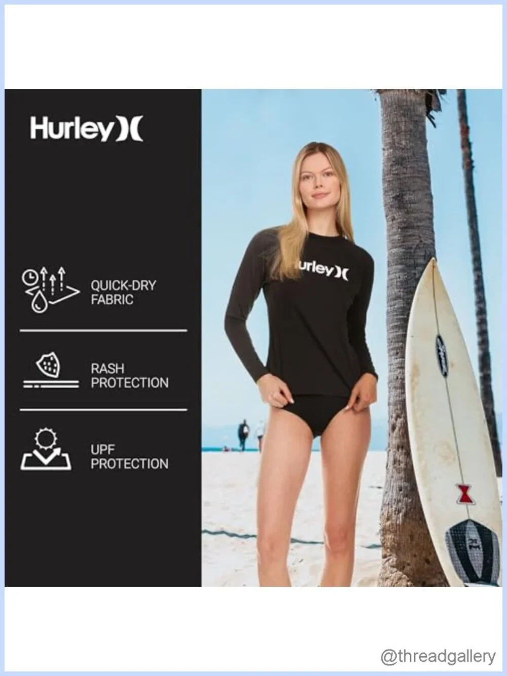 UPF 50+ Long Sleeve Rash Guard Swim Shirt Quick-Dry Women's Sun Protection